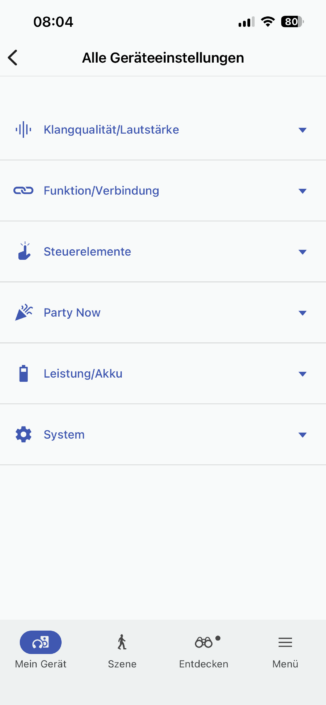 Sony Ult Tower Max im Test – App-Screenshot