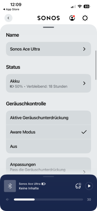 Sonos Ace Ultra im Test – App