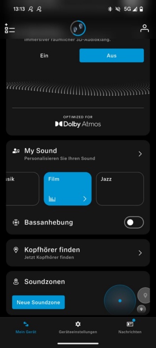 Sennheiser Momentum True Wireless 5 Menü EQ