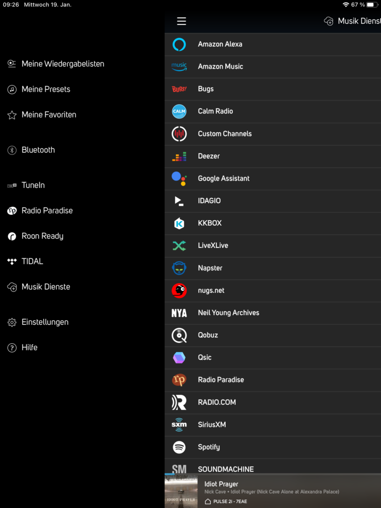 BluOS jetzt mit Apple Music Streamingdienstauswahl in App
