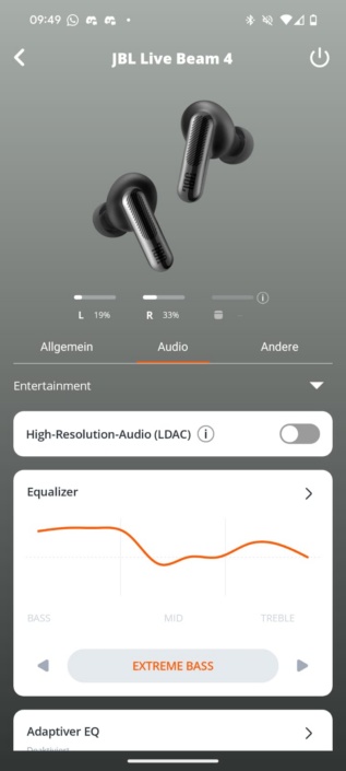 JBL Live Beam 4 – Startmenü